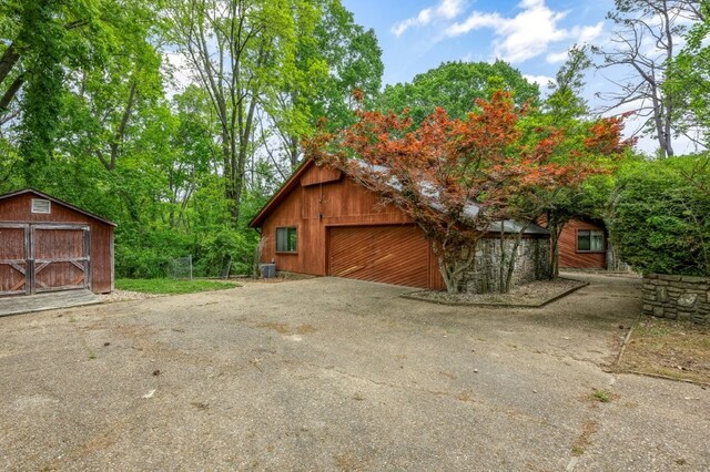 detached garage with cooling unit