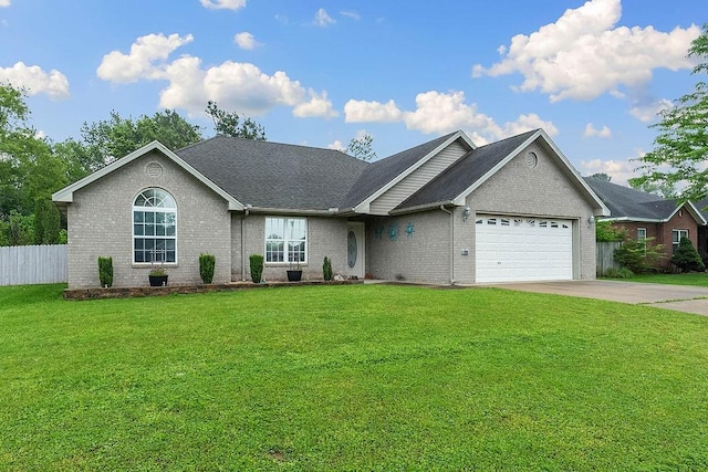 view of front facade featuring an attached garage, brick siding, concrete driveway, and a shingled roof