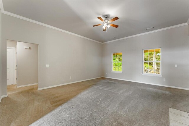 701 W Thornstone Ave, West Fork, AR 72774 - carpeted empty room with a ceiling fan, crown molding, and baseboards