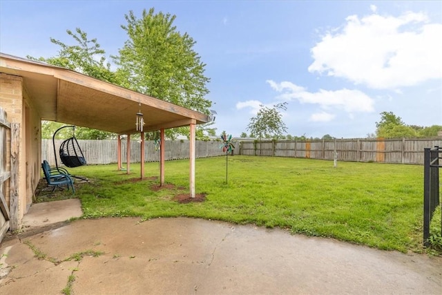 view of yard with a patio area