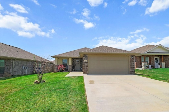 6005 Sherman St, Bentonville, AR 72713 - view of front of property with a garage, brick siding, and concrete driveway