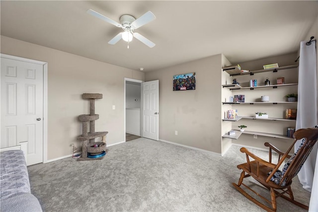 4208 SW Fieldstone Blvd, Bentonville, AR 72712 - sitting room with ceiling fan, carpet floors, and baseboards