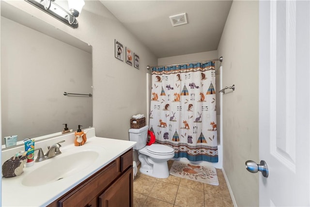 4208 SW Fieldstone Blvd, Bentonville, AR 72712 - full bathroom with vanity, toilet, curtained shower, and tile patterned floors