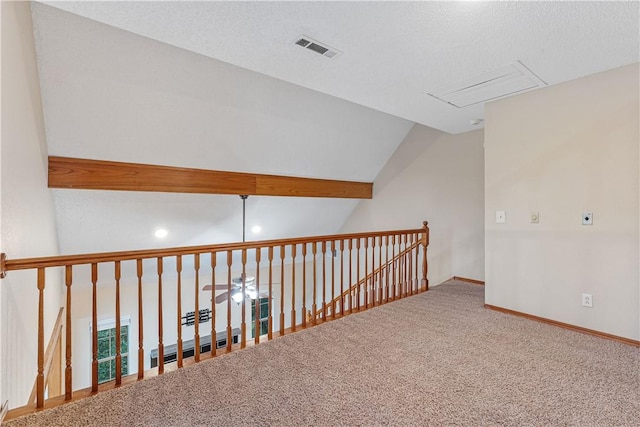 18322 Oakridge Rd, Springdale, AR 72764 - hallway with carpet flooring, vaulted ceiling, baseboards, and an upstairs landing