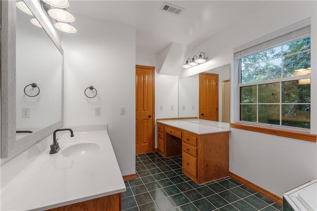 18322 Oakridge Rd, Springdale, AR 72764 - full bathroom featuring baseboards, two vanities, and tile patterned flooring