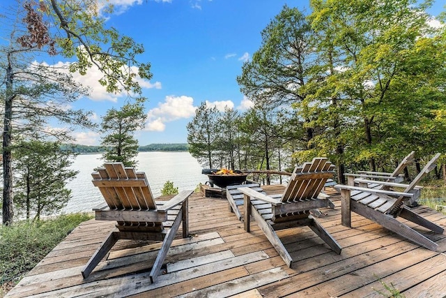9211 Larue Rd, Rogers, AR 72756 - dock area featuring a fire pit and a water view
