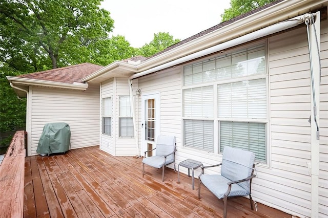 deck with a grill