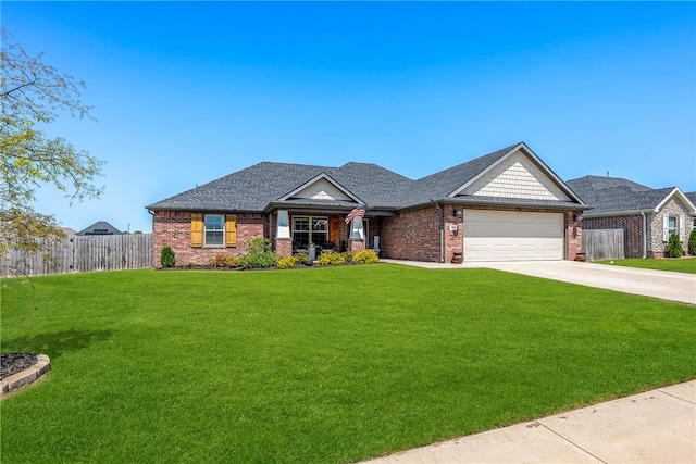 view of front of property with brick siding, a garage, driveway, and roof with shingles