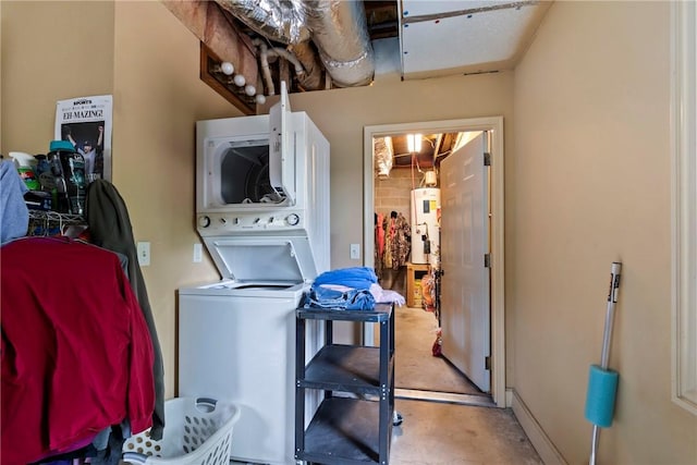 30 Brittany Ln, Bella Vista, AR 72714 - laundry area featuring estacked washer and dryer and water heater