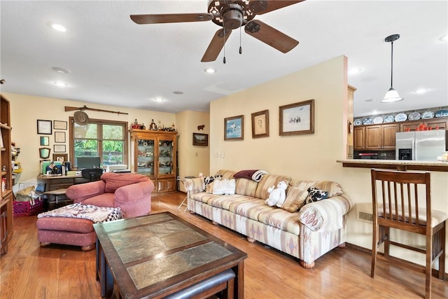 30 Brittany Ln, Bella Vista, AR 72714 - living area featuring light wood-type flooring, a ceiling fan, and recessed lighting