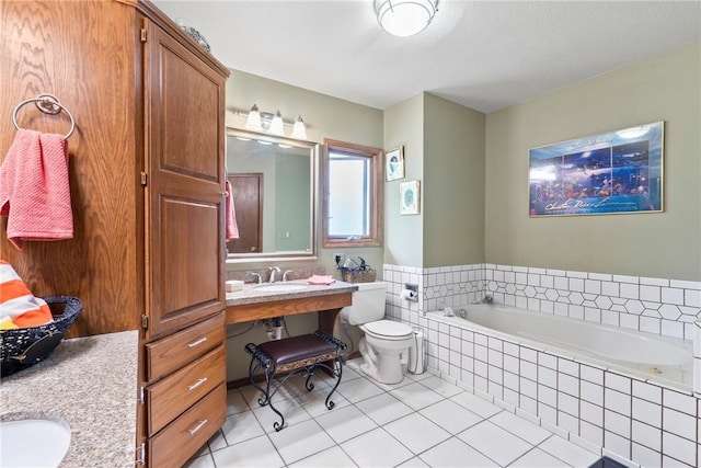 30 Brittany Ln, Bella Vista, AR 72714 - bathroom with a bath, tile patterned flooring, toilet, and vanity