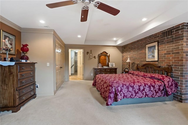 30 Brittany Ln, Bella Vista, AR 72714 - bedroom featuring light colored carpet, recessed lighting, a ceiling fan, and baseboards