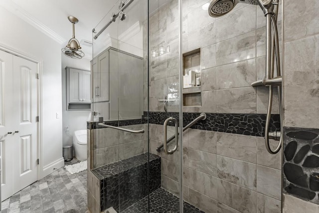 103 County Road 1522, Eureka Springs, AR 72632 - bathroom featuring crown molding and a shower stall