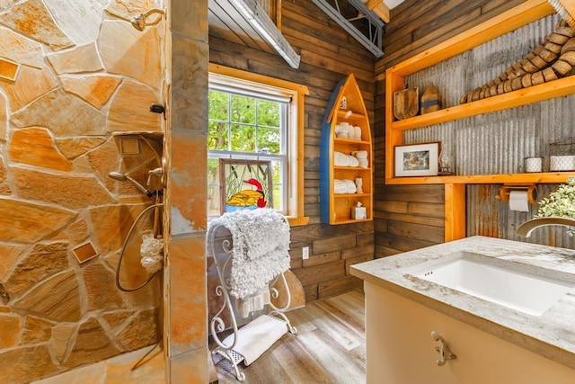 103 County Road 1522, Eureka Springs, AR 72632 - office space with wood finished floors, wooden walls, and vaulted ceiling