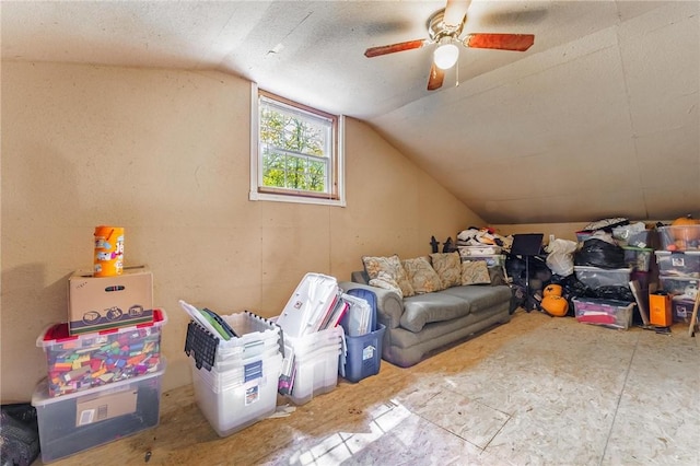 9696 Fuller Rd, Rogers, AR 72756 - additional living space with vaulted ceiling and ceiling fan