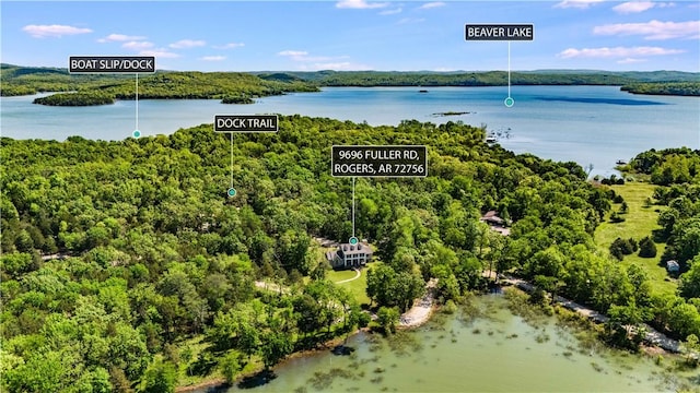 9696 Fuller Rd, Rogers, AR 72756 - bird's eye view of a nearby body of water and a heavily wooded area