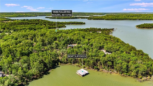 9696 Fuller Rd, Rogers, AR 72756 - aerial view of a heavily wooded area and a large body of water