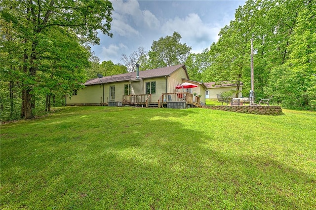 17155 Deer Park Ln, Pea Ridge, AR 72751 - back of house with a deck, a yard, and cooling unit