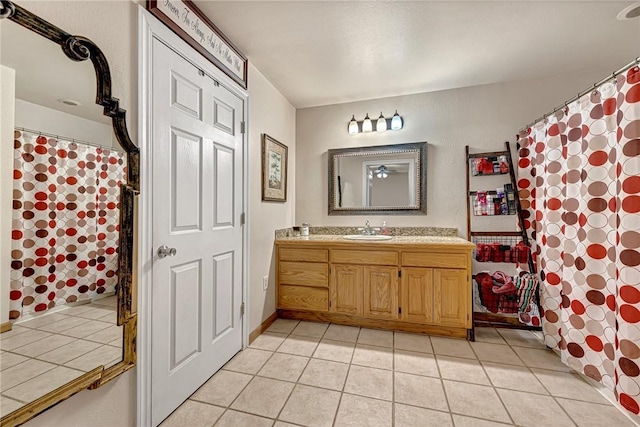 17155 Deer Park Ln, Pea Ridge, AR 72751 - full bathroom with tile patterned flooring, vanity, and curtained shower
