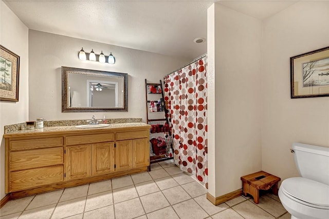 17155 Deer Park Ln, Pea Ridge, AR 72751 - full bathroom with toilet, tile patterned flooring, vanity, and curtained shower