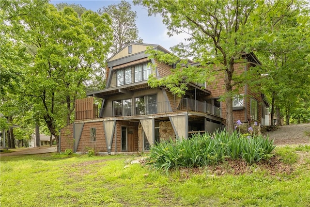 13 Rancho Vista Ln, Holiday Island, AR 72631 - back of house featuring a balcony and stone siding