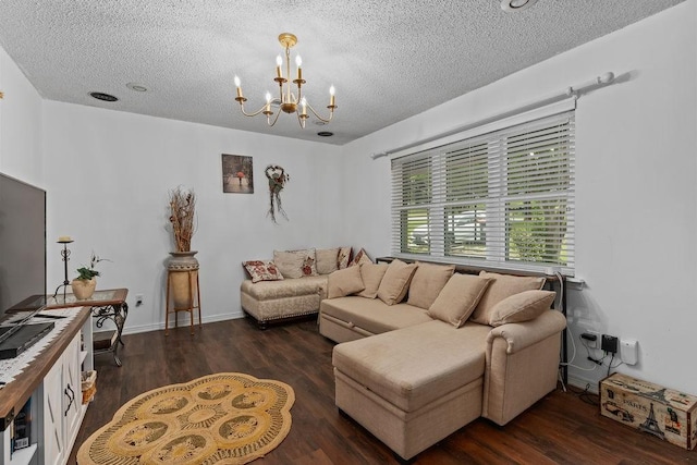 1503 Bugscuffle, Lavaca, AR 72941 - living area with a textured ceiling, a chandelier, and wood finished floors