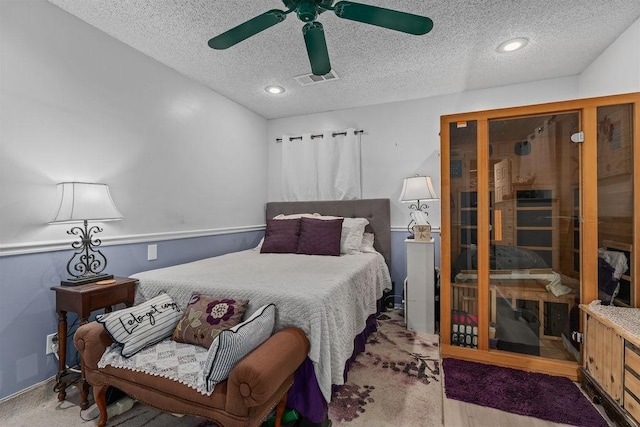 1503 Bugscuffle, Lavaca, AR 72941 - bedroom featuring a textured ceiling, a ceiling fan, and recessed lighting