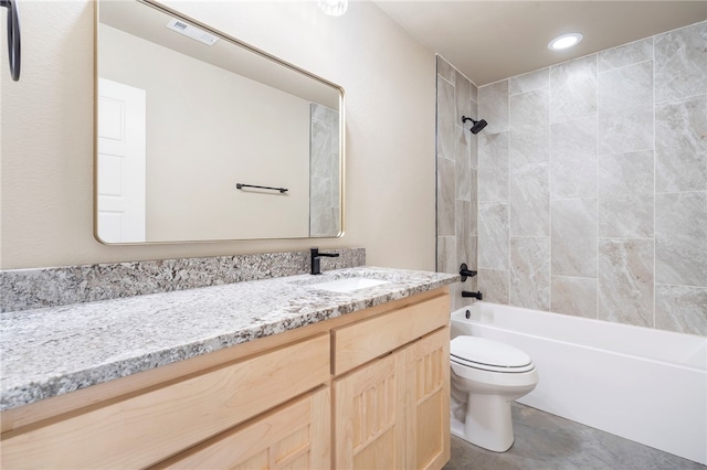 9783 Ar-59, Decatur, AR 72722 - bathroom featuring toilet, bathtub / shower combination, vanity, and recessed lighting