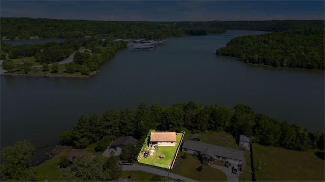 12508 Fords Rock Lndg, Lowell, AR 72745 - view of property location featuring a heavily wooded area, a nearby body of water, and property boundaries highlighted