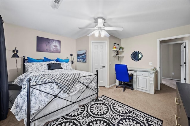 14156 Rolling Hills Dr, Bentonville, AR 72712 - bedroom with light colored carpet, a desk, ceiling fan, and baseboards