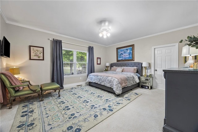 14156 Rolling Hills Dr, Bentonville, AR 72712 - bedroom with ornamental molding, light colored carpet, and baseboards