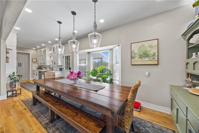 14156 Rolling Hills Dr, Bentonville, AR 72712 - dining room with light wood-type flooring, baseboards, and recessed lighting