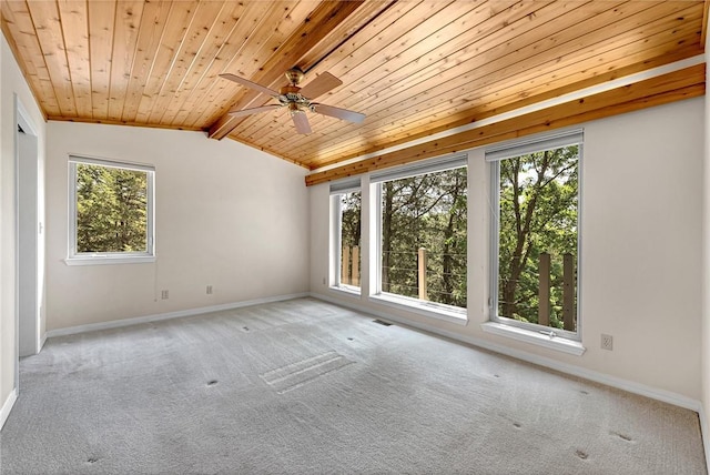 20916 Slate Gap Rd, Garfield, AR 72732 - carpeted spare room with wooden ceiling, a ceiling fan, and baseboards