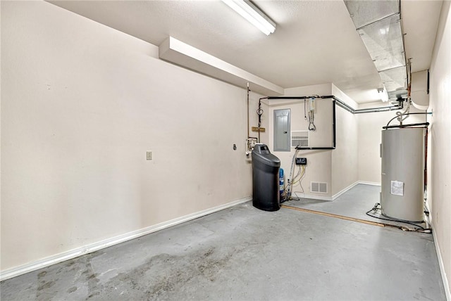 20916 Slate Gap Rd, Garfield, AR 72732 - basement with water heater, baseboards, a water softener system, and electric panel