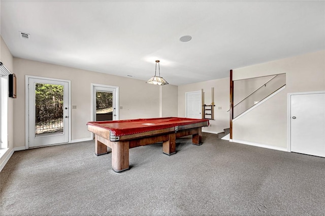 20916 Slate Gap Rd, Garfield, AR 72732 - recreation room featuring carpet flooring, billiards table, and baseboards
