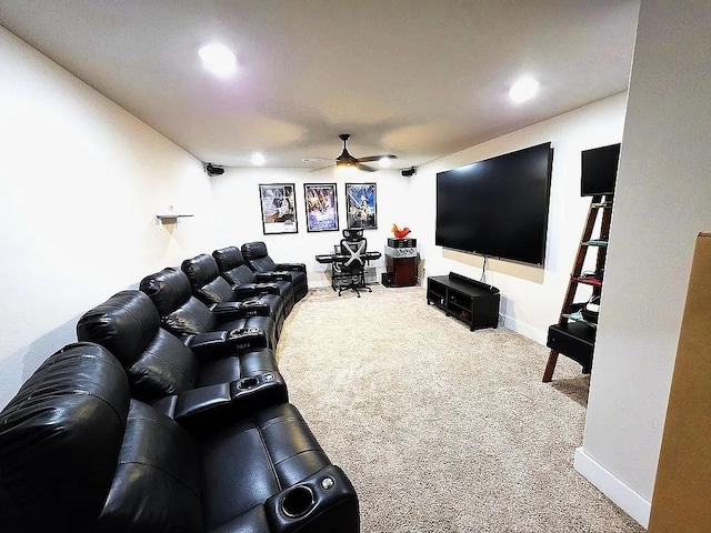 4202 SW Plumley Ave, Bentonville, AR 72713 - living room with carpet flooring, a ceiling fan, baseboards, and recessed lighting