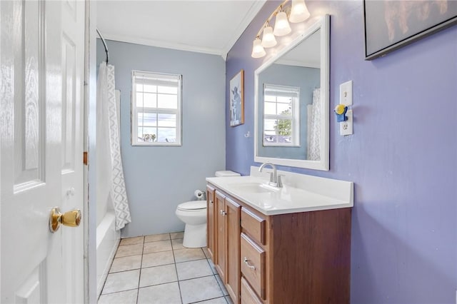 1014 Alma Ave, Mulberry, AR 72947 - bathroom featuring ornamental molding, healthy amount of natural light, toilet, vanity, and tile patterned flooring