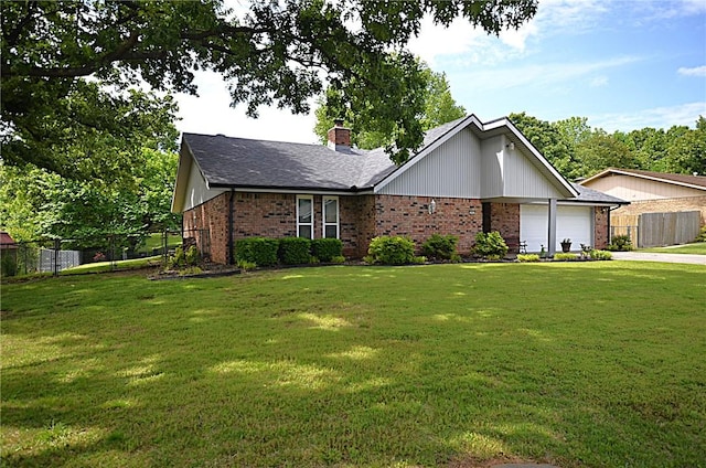 3001 Mcdonald Ave, Springdale, AR 72762 - view of front of house with brick siding, an attached garage, a chimney, and concrete driveway
