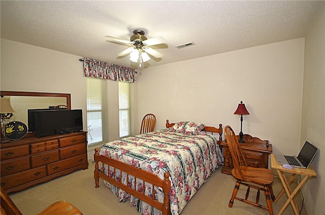 3001 Mcdonald Ave, Springdale, AR 72762 - carpeted bedroom with ceiling fan and a textured ceiling