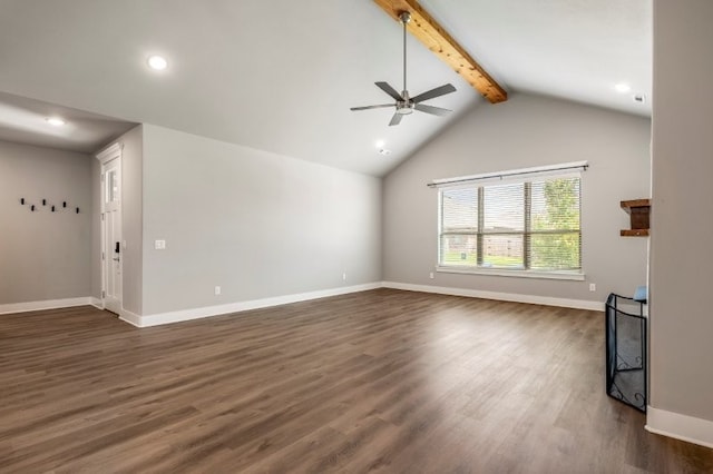 4400 SW Pawhuska St, Bentonville, AR 72713 - unfurnished living room featuring ceiling fan, dark wood-style floors, baseboards, and recessed lighting
