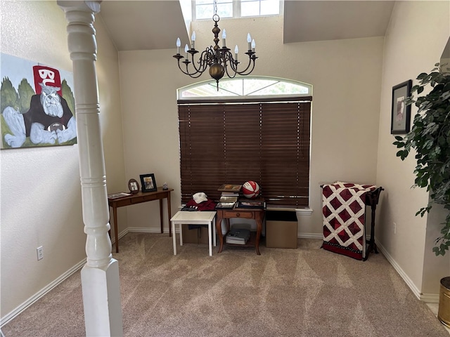 5095 Saxon St, Springdale, AR 72764 - carpeted dining space featuring plenty of natural light, a chandelier, a desk, and baseboards