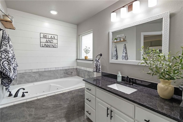 1904 Tull Dr, Pea Ridge, AR 72751 - bathroom featuring a jetted tub, vanity, and recessed lighting