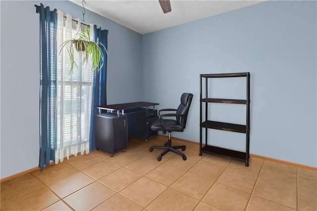 3277 Bellefonte Rd, Harrison, AR 72601 - office space featuring a ceiling fan, light tile patterned floors, and baseboards