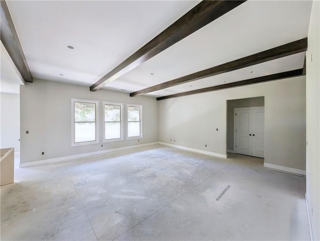 10 Olmsted Cir, Bella Vista, AR 72715 - unfurnished room featuring unfinished concrete flooring, beamed ceiling, and baseboards
