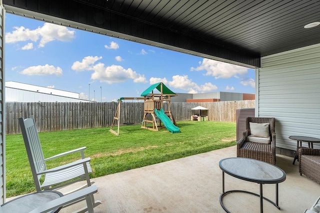 view of patio with a playground