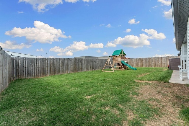 view of yard with a playground