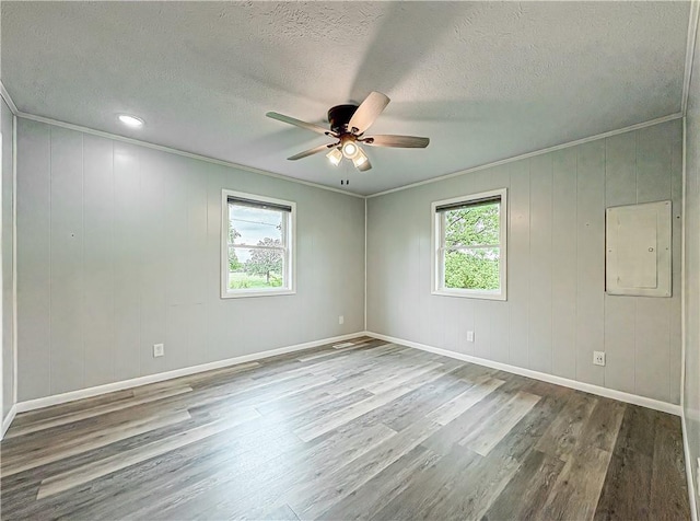 239 Mc 7043, Flippin, AR 72634 - empty room featuring plenty of natural light, electric panel, wood finished floors, a ceiling fan, and a textured ceiling