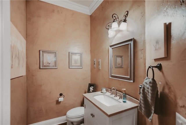 11136 W Stonebriar Dr, Bentonville, AR 72712 - bathroom featuring ornamental molding, vanity, toilet, and baseboards