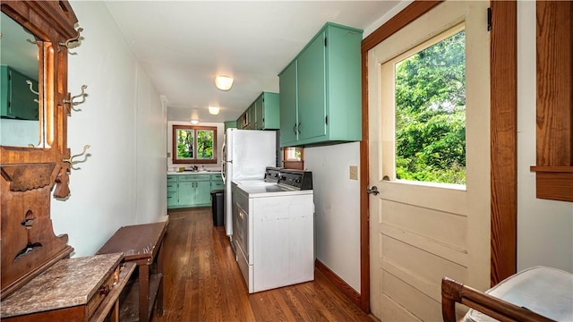 8 Elk St, Eureka Springs, AR 72632 - laundry room featuring washer / clothes dryer and dark wood-style floors