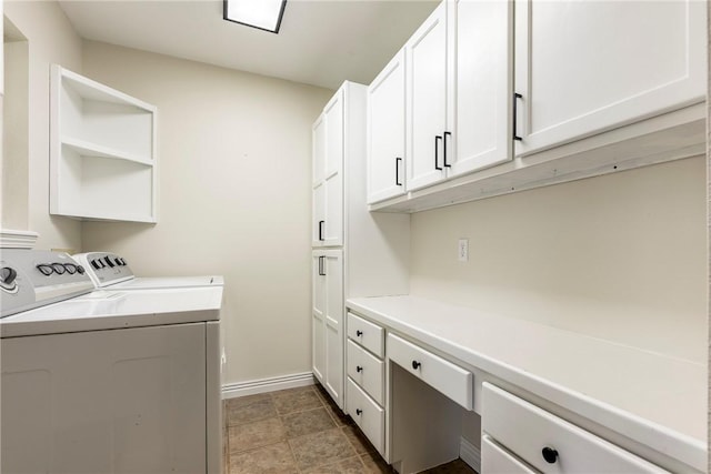 655 Bloomfield St, Gentry, AR 72734 - clothes washing area with washing machine and clothes dryer, cabinet space, and baseboards